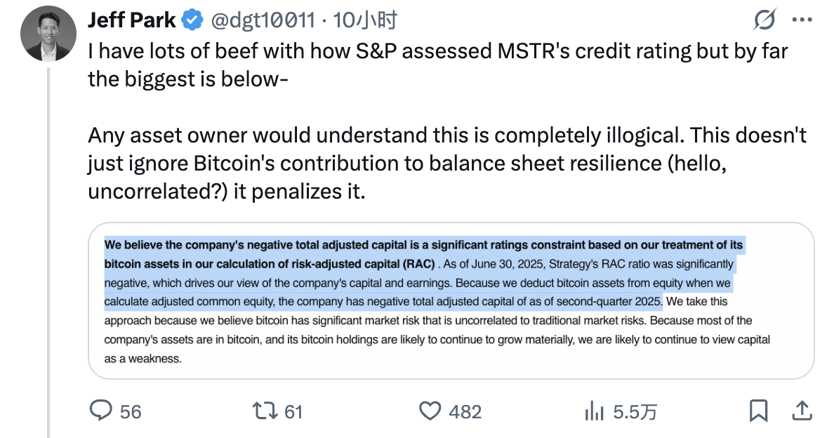 标普首次给加密财库评级，龙头Strategy为何只拿了个B-？