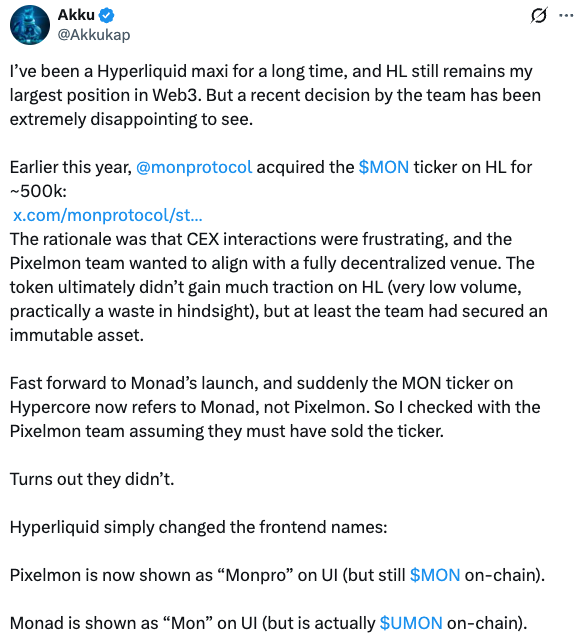 50万美金买来的Ticker被「强行改名」？Hyperliquid的信任大考