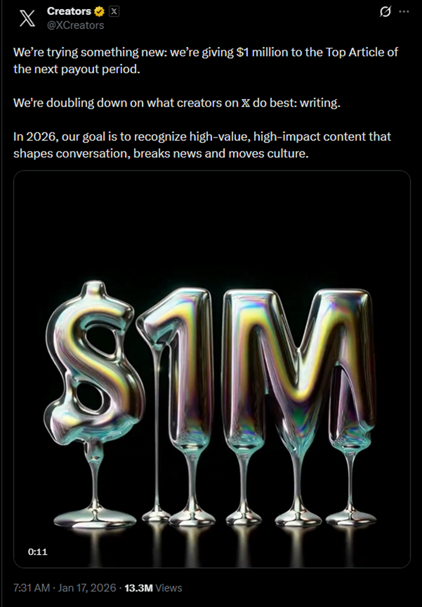 马斯克的百万美金创作悬赏，长内容的复兴与 Everything App 的野心